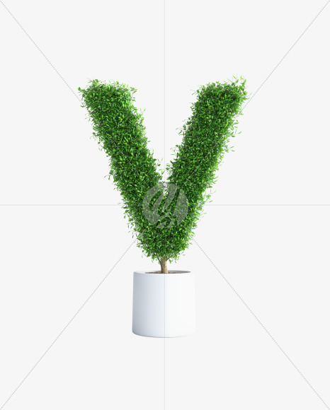 Tree V from Green tree alphabet Letter on Yellow Images Creative Fonts - S58301