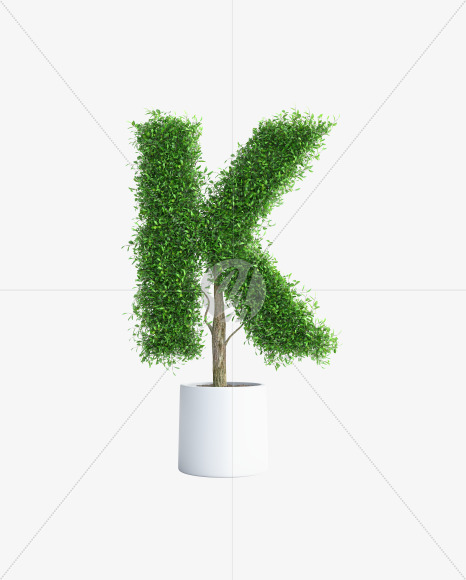 Tree K from Green tree alphabet Letter on Yellow Images Creative Fonts - S58290