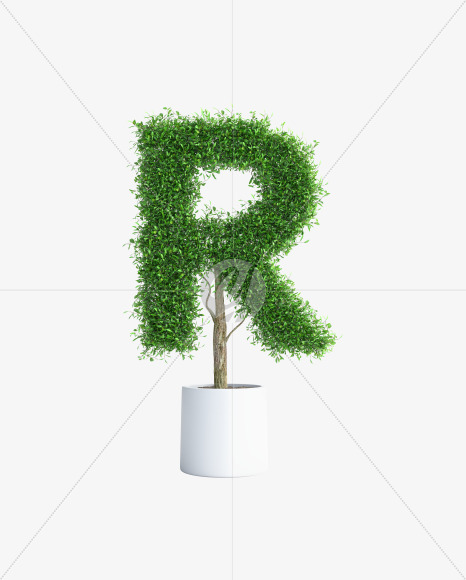 Tree R from Green tree alphabet Letter on Yellow Images Creative Fonts - S58297