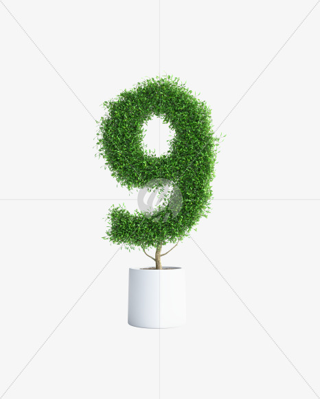 Tree 9 from Green tree alphabet Letter on Yellow Images Creative Fonts - S58279