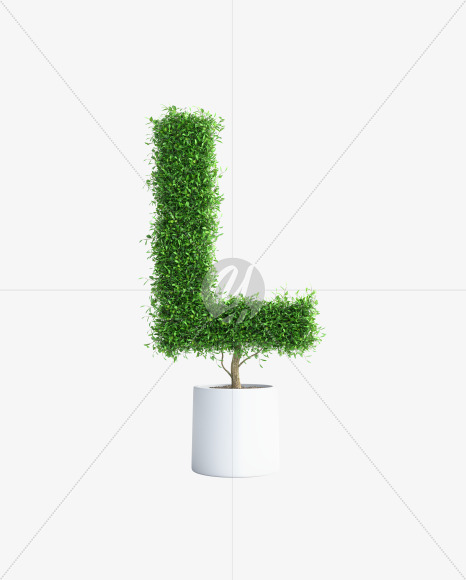 Tree L from Green tree alphabet Letter on Yellow Images Creative Fonts - S58291