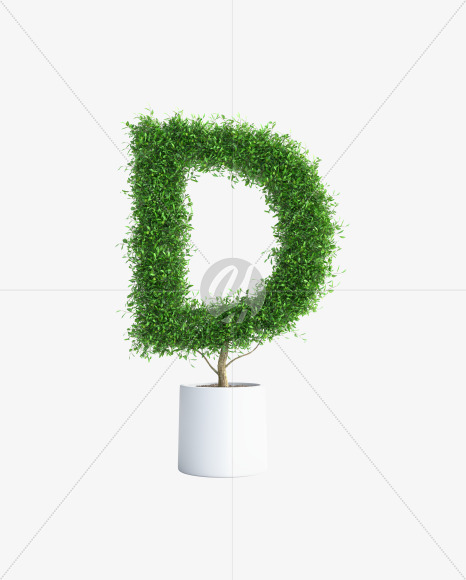 Tree D from Green tree alphabet Letter on Yellow Images Creative Fonts - S58283