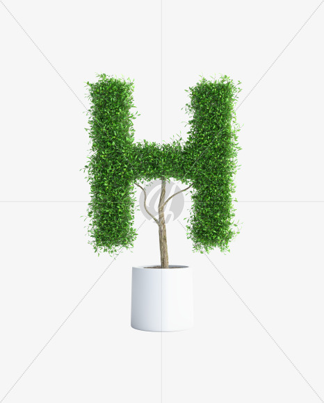 Tree H from Green tree alphabet Letter on Yellow Images Creative Fonts - S58287