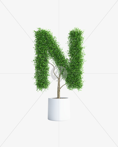 Tree N from Green tree alphabet Letter on Yellow Images Creative Fonts - S58293