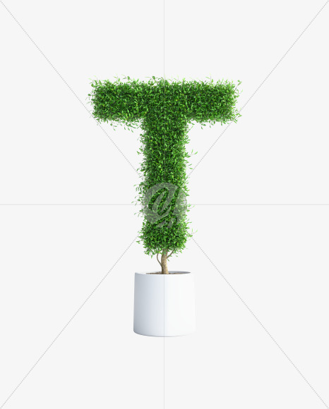 Tree T from Green tree alphabet Letter on Yellow Images Creative Fonts - S58299