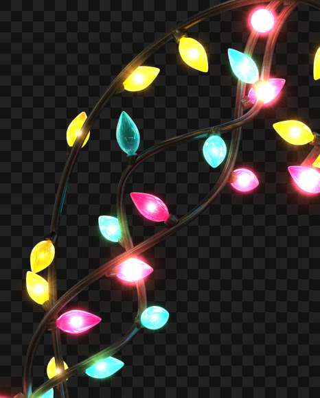 Letter V from Colorful Christmas Lights Letters on Yellow Images Creative Fonts - S58383