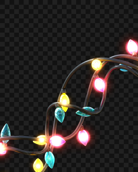 Letter O from Colorful Christmas Lights Letters on Yellow Images Creative Fonts - S58374