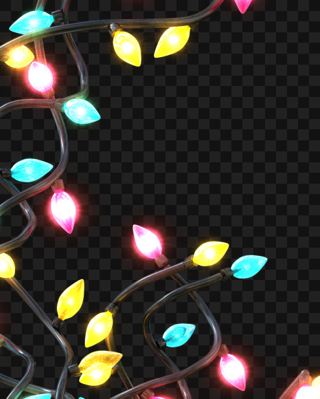 Letter D from Colorful Christmas Lights Letters on Yellow Images Creative Fonts - S58362