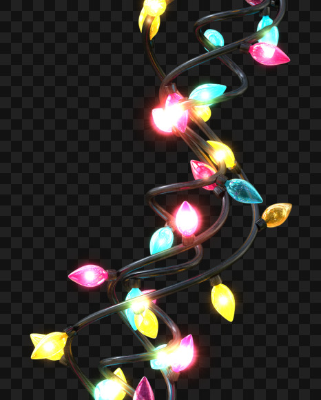 Letter T from Colorful Christmas Lights Letters on Yellow Images Creative Fonts - S58381