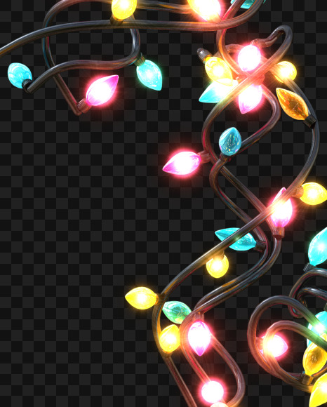 Letter B from Colorful Christmas Lights Letters on Yellow Images Creative Fonts - S58360