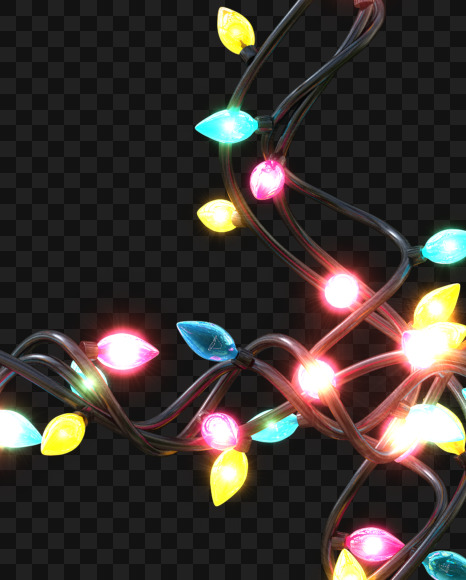 Letter A from Colorful Christmas Lights Letters on Yellow Images Creative Fonts - S58357