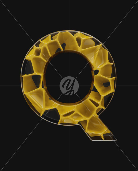 Q uppercase from EXO on Yellow Images Creative Fonts - S58618