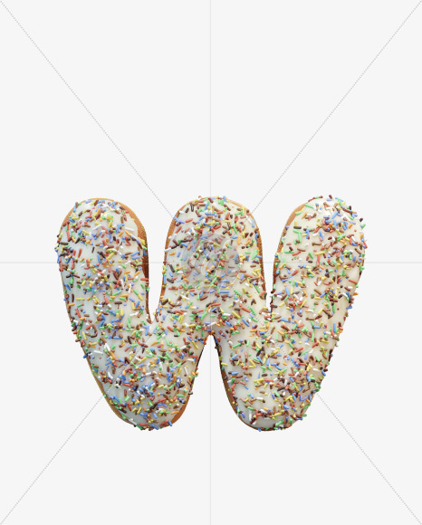 Letter W from Sprinkle icing donut alphabet on Yellow Images Creative Fonts - S58987