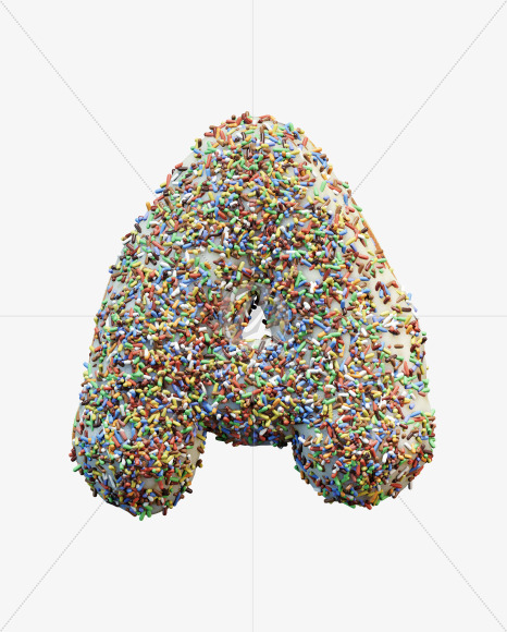 Letter A from Sprinkle icing donut alphabet on Yellow Images Creative Fonts - S58965