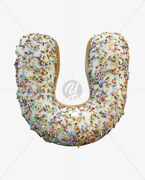 Letter U from Sprinkle icing donut alphabet on Yellow Images Creative Fonts - S58985