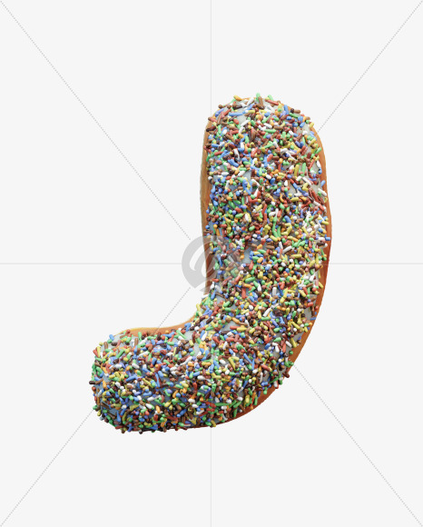 Letter J from Sprinkle icing donut alphabet on Yellow Images Creative Fonts - S58974