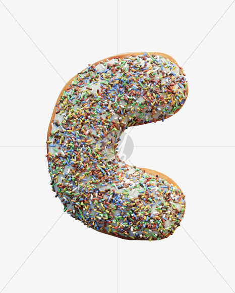 Letter C from Sprinkle icing donut alphabet on Yellow Images Creative Fonts - S58967