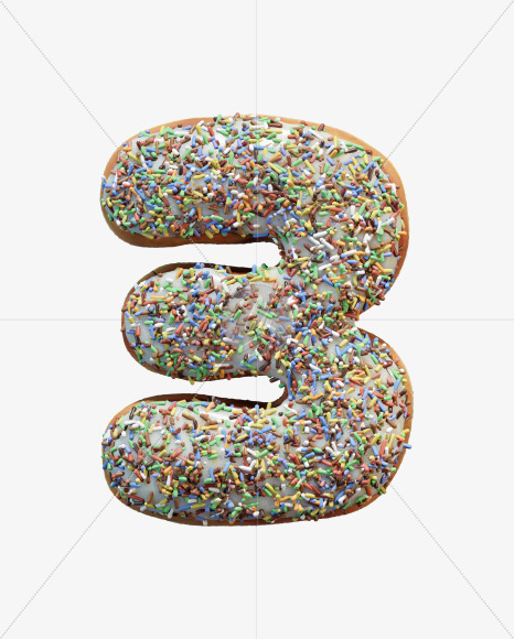 3 from Sprinkle icing donut alphabet on Yellow Images Creative Fonts - S58994