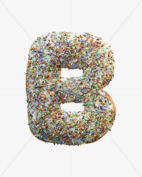 Letter B from Sprinkle icing donut alphabet on Yellow Images Creative Fonts - S58966