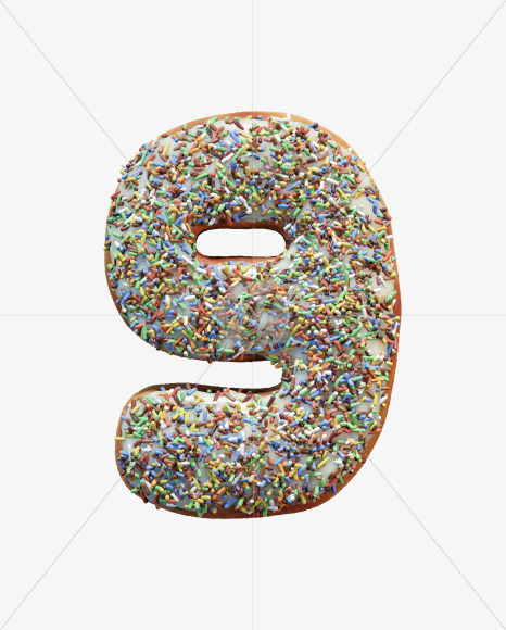 9 from Sprinkle icing donut alphabet on Yellow Images Creative Fonts - S59000