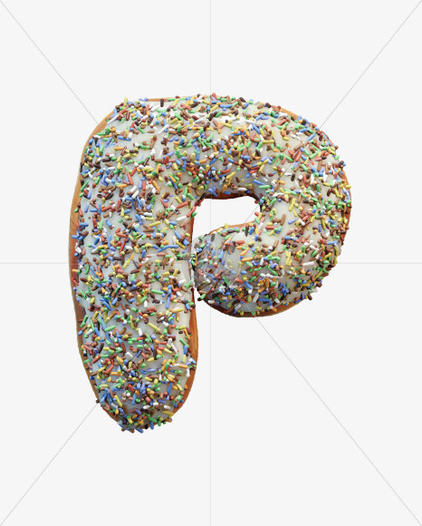 Letter P from Sprinkle icing donut alphabet on Yellow Images Creative Fonts - S58980