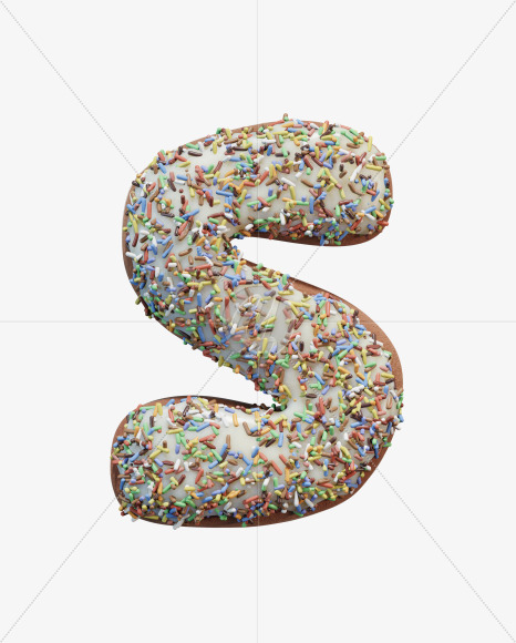 Letter S from Sprinkle icing donut alphabet on Yellow Images Creative Fonts - S58983