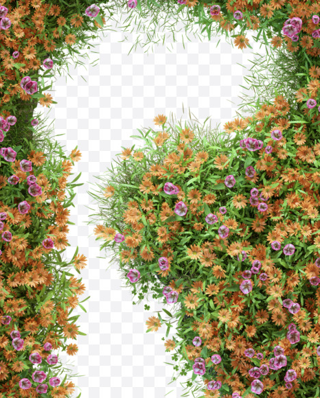 Letter R from Pink and orange flower alphabet on Yellow Images Creative Fonts - S59214