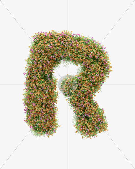 Letter R from Pink and orange flower alphabet on Yellow Images Creative Fonts - S59214