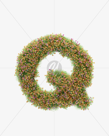 Letter Q from Pink and orange flower alphabet on Yellow Images Creative Fonts - S59213