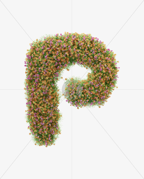 Letter P from Pink and orange flower alphabet on Yellow Images Creative Fonts - S59212