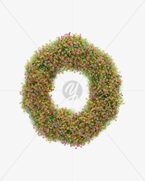 Letter O from Pink and orange flower alphabet on Yellow Images Creative Fonts - S59211