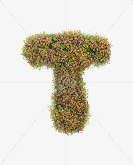 Letter T from Pink and orange flower alphabet on Yellow Images Creative Fonts - S59216