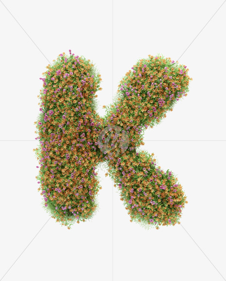 Letter K from Pink and orange flower alphabet on Yellow Images Creative Fonts - S59207