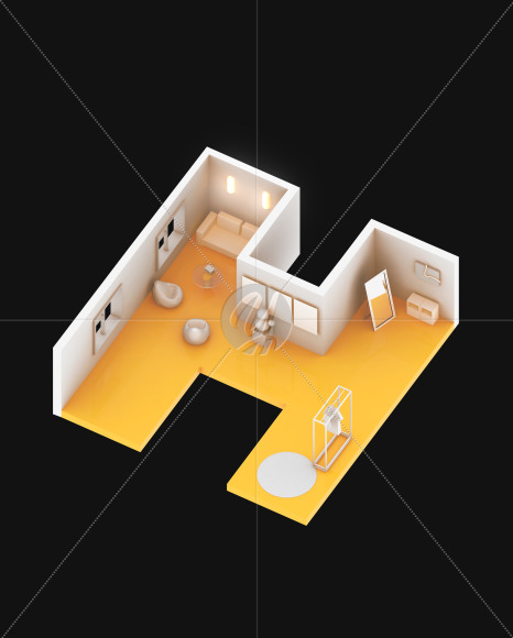 Letter H from Font apartment on Yellow Images Creative Fonts - S59378