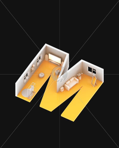 Letter M from Font apartment on Yellow Images Creative Fonts - S59383