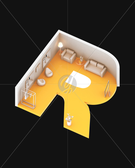 Letter R from Font apartment on Yellow Images Creative Fonts - S59388