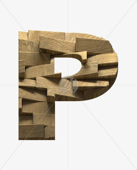 Letter P from Wooden Blocks font on Yellow Images Creative Fonts - S59456