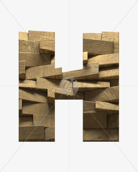 Letter H from Wooden Blocks font on Yellow Images Creative Fonts - S59448