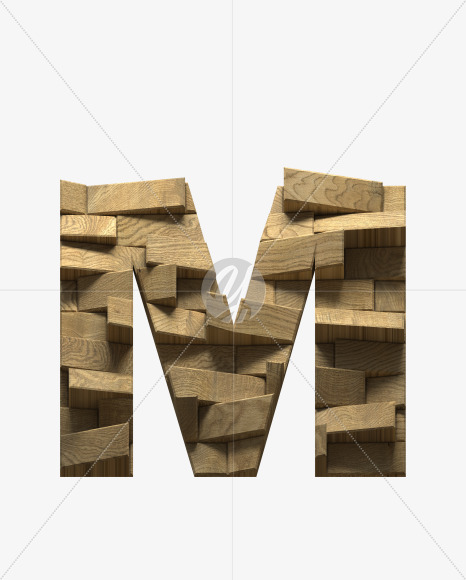 Letter M from Wooden Blocks font on Yellow Images Creative Fonts - S59453