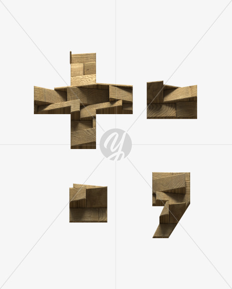 symbols from Wooden Blocks font on Yellow Images Creative Fonts - S59482