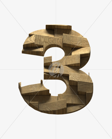 3 from Wooden Blocks font on Yellow Images Creative Fonts - S59469