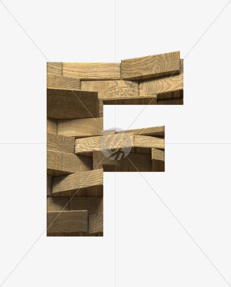 Letter F from Wooden Blocks font on Yellow Images Creative Fonts - S59446