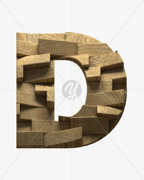 Letter D from Wooden Blocks font on Yellow Images Creative Fonts - S59444