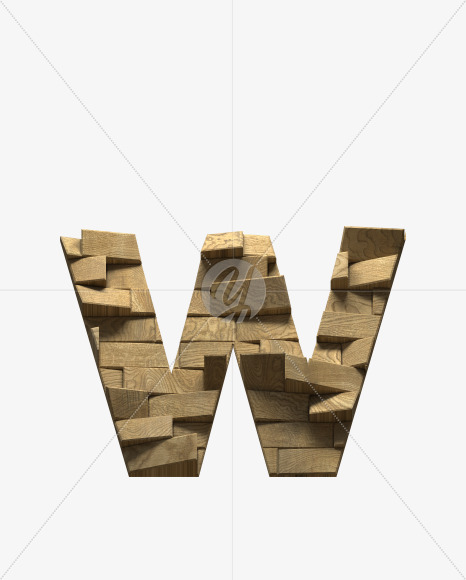 Letter W from Wooden Blocks font on Yellow Images Creative Fonts - S59464