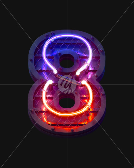 8 from Heavy Neon Light font on Yellow Images Creative Fonts - S59711