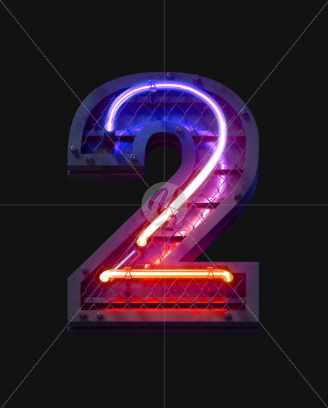 2 from Heavy Neon Light font on Yellow Images Creative Fonts - S59705