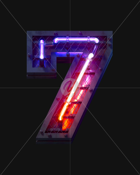 7 from Heavy Neon Light font on Yellow Images Creative Fonts - S59710