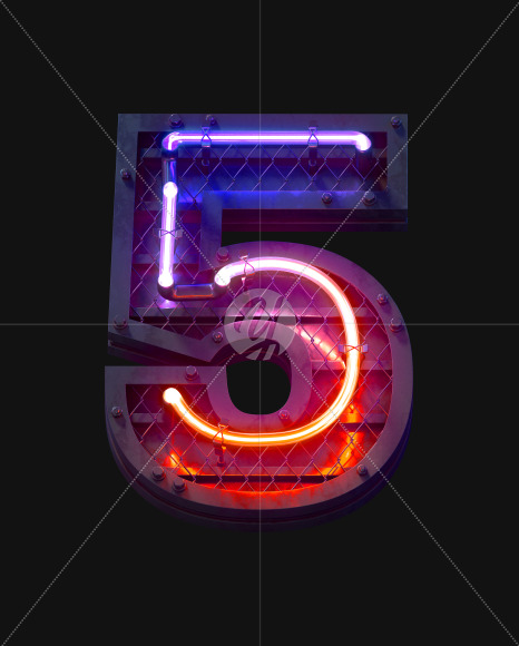 5 from Heavy Neon Light font on Yellow Images Creative Fonts - S59708