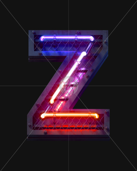 Letter Z from Heavy Neon Light font on Yellow Images Creative Fonts - S59703