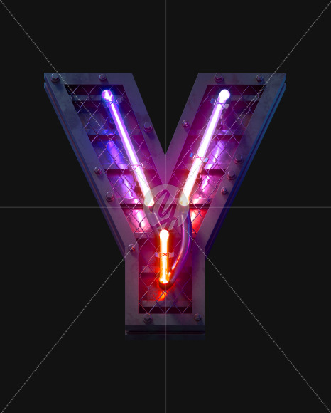 Letter Y from Heavy Neon Light font on Yellow Images Creative Fonts - S59702